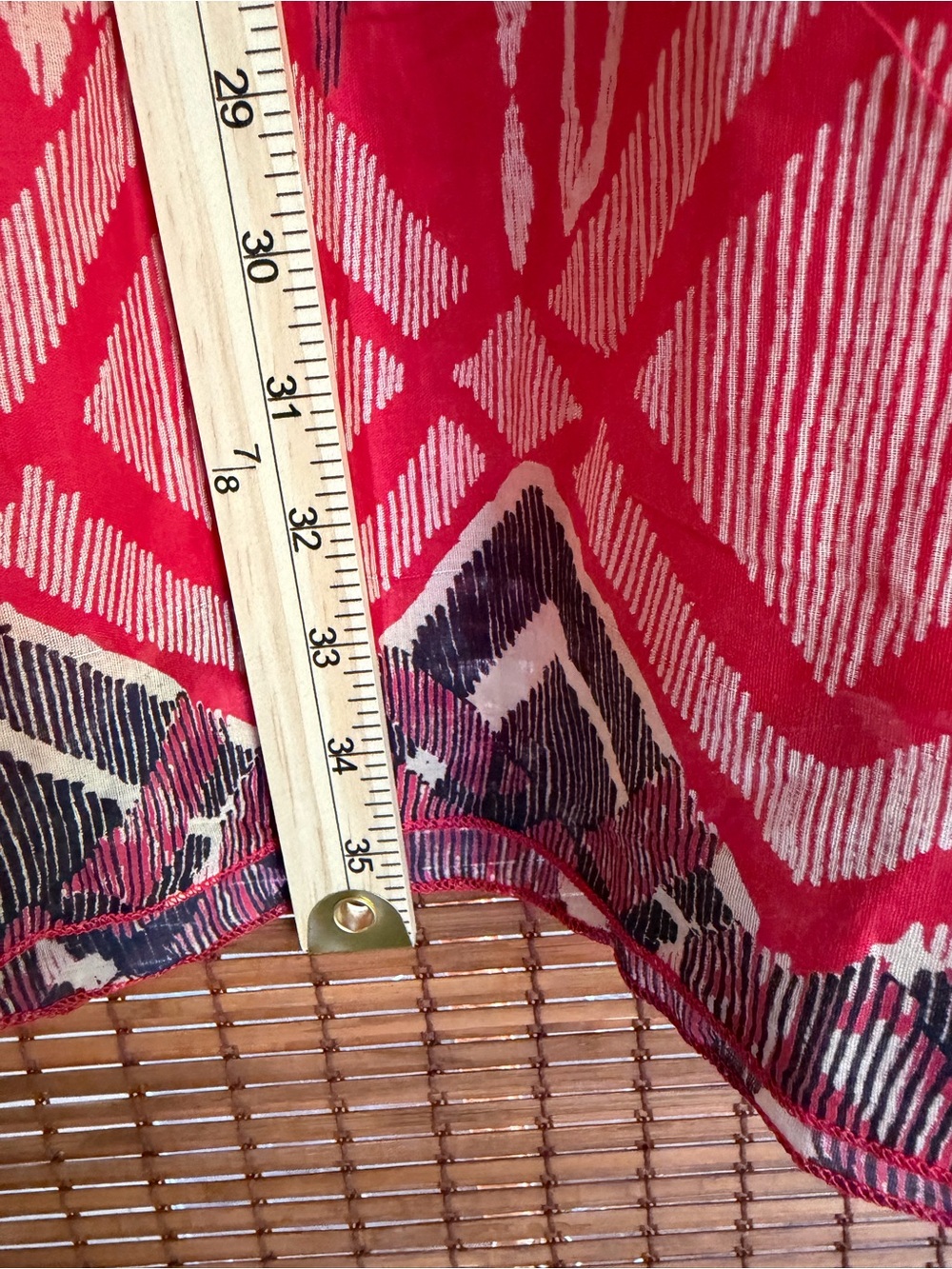 Vintage Angie Ikat Print Red Boho Midi Dress NWT Size Medium - Picture 7 of 9